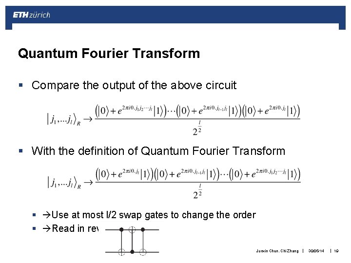 Quantum Fourier Transform § Compare the output of the above circuit § With the