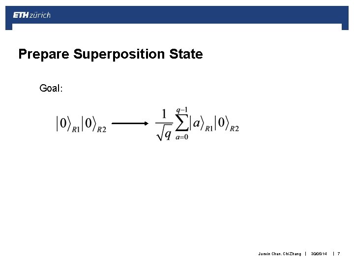 Prepare Superposition State Goal: Junxin Chen, Chi Zhang | 30/05/14 | 7 