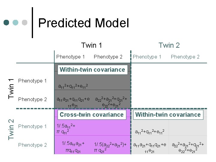 Predicted Model Twin 1 Phenotype 2 Twin 2 Phenotype 1 Phenotype 2 Twin 1