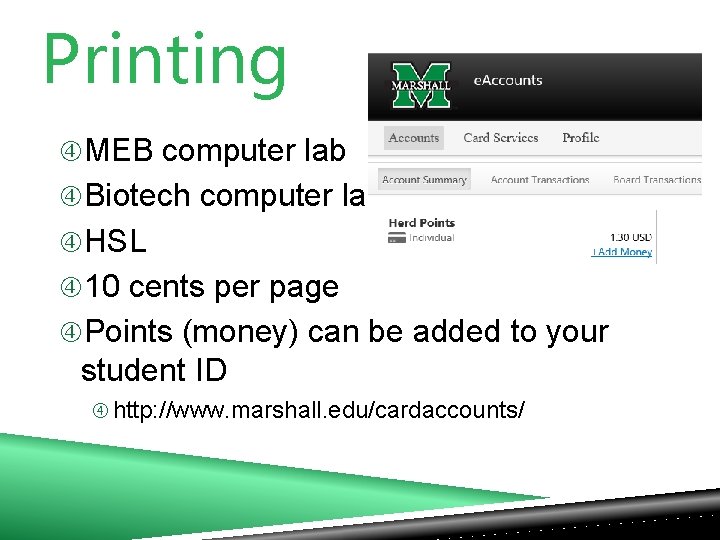 Printing MEB computer lab Biotech computer lab HSL 10 cents per page Points (money)