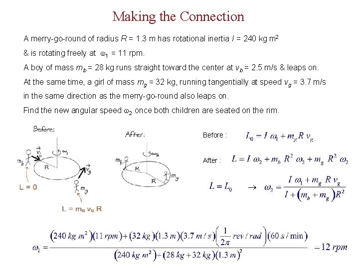 Making the Connection A merry-go-round of radius R = 1. 3 m has rotational