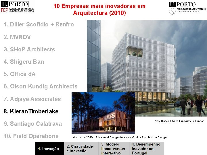 10 Empresas mais inovadoras em Arquitectura (2010) 1. Diller Scofidio + Renfro 2. MVRDV