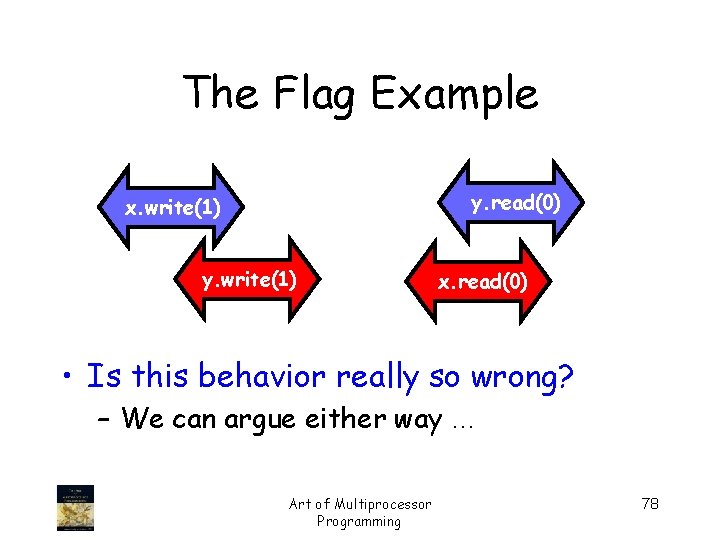 The Flag Example y. read(0) x. write(1) y. write(1) x. read(0) • Is this