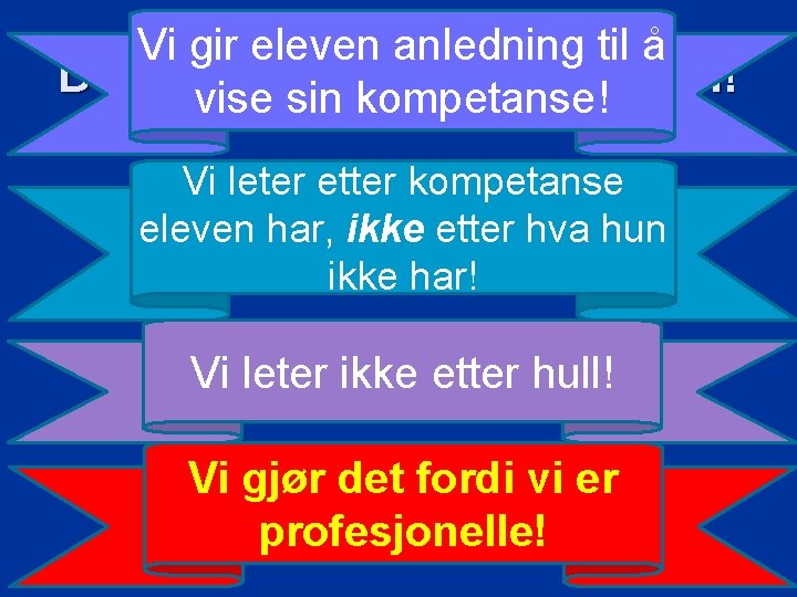 Vi gir eleven anledning til å Den generelle oppfordringen! vise sin kompetanse! Vi leter