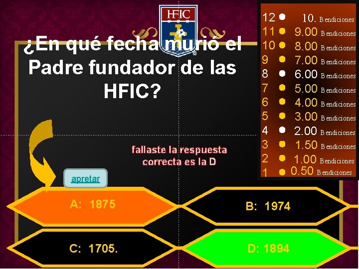 12 11 10 9 8 7 6 5 4 3 2 1 10. Bendiciones