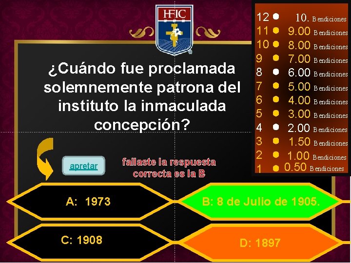 12 11 10 9 8 7 6 5 4 3 2 1 10. Bendiciones