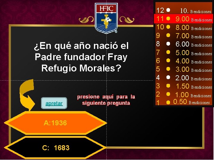 12 11 10 9 8 7 6 5 4 3 2 1 10. Bendiciones