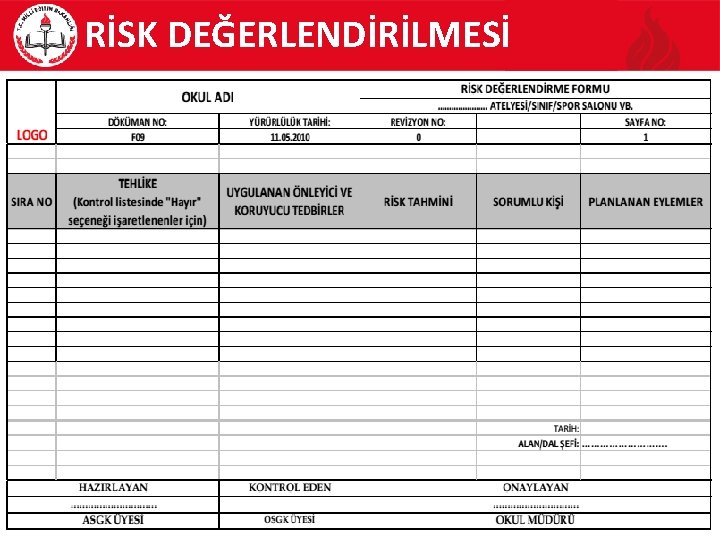 RİSK DEĞERLENDİRİLMESİ 63 