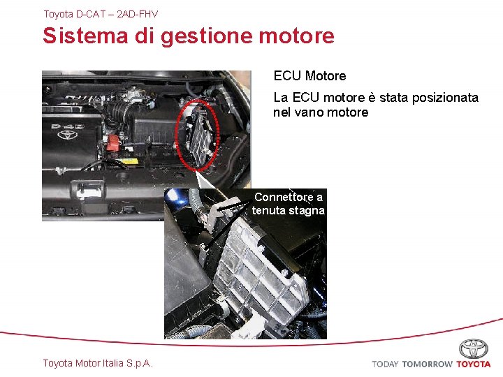 Toyota D-CAT – 2 AD-FHV Sistema di gestione motore ECU Motore La ECU motore