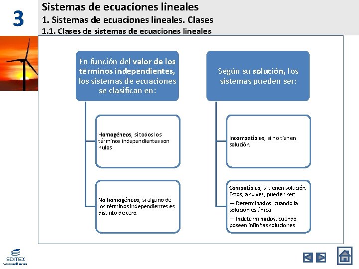 3 Sistemas de ecuaciones lineales 1. Sistemas de ecuaciones lineales. Clases 1. 1. Clases