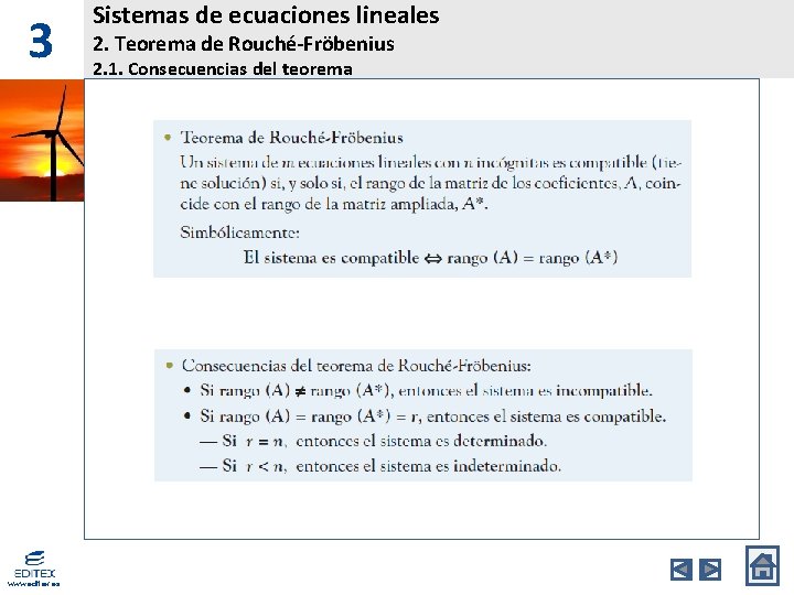 3 www. editex. es Sistemas de ecuaciones lineales 2. Teorema de Rouché-Fröbenius 2. 1.