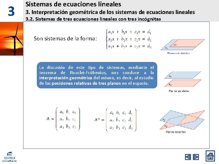 3 Sistemas de ecuaciones lineales 3. Interpretación geométrica de los sistemas de ecuaciones lineales