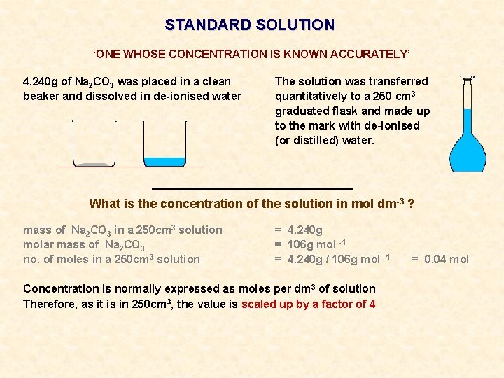 STANDARD SOLUTION ‘ONE WHOSE CONCENTRATION IS KNOWN ACCURATELY’ 4. 240 g of Na 2