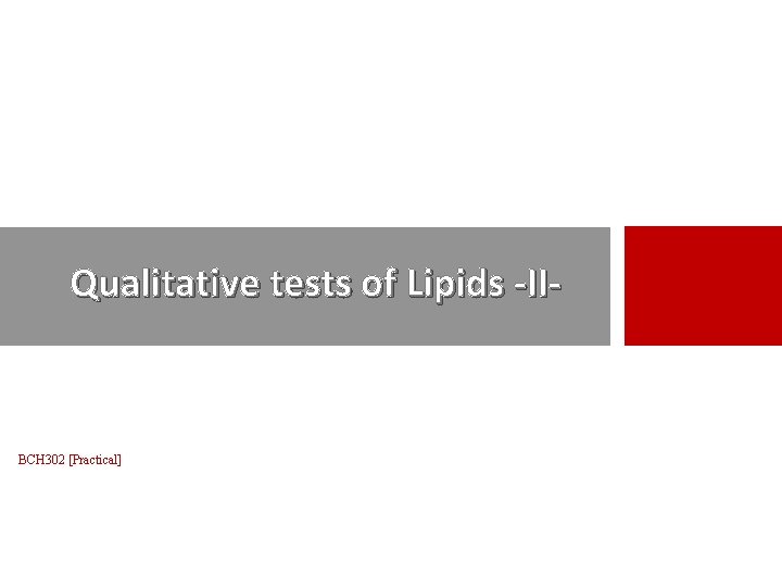 Qualitative tests of Lipids -II- BCH 302 [Practical] 