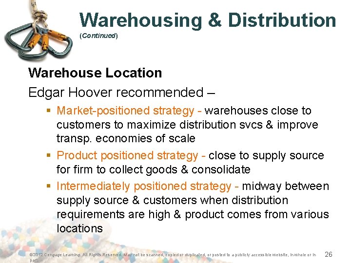 Warehousing & Distribution (Continued) Warehouse Location Edgar Hoover recommended – § Market-positioned strategy -