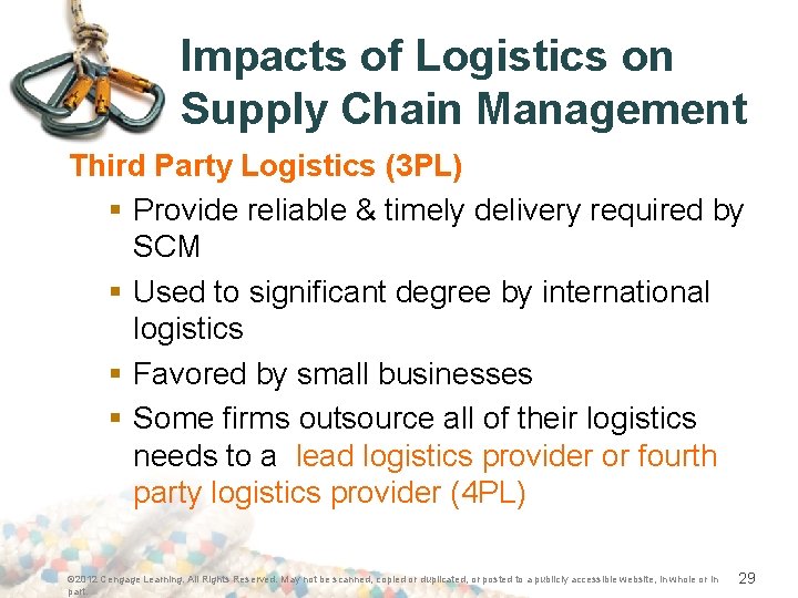 Impacts of Logistics on Supply Chain Management Third Party Logistics (3 PL) § Provide