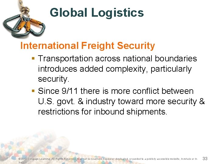 Global Logistics International Freight Security § Transportation across national boundaries introduces added complexity, particularly