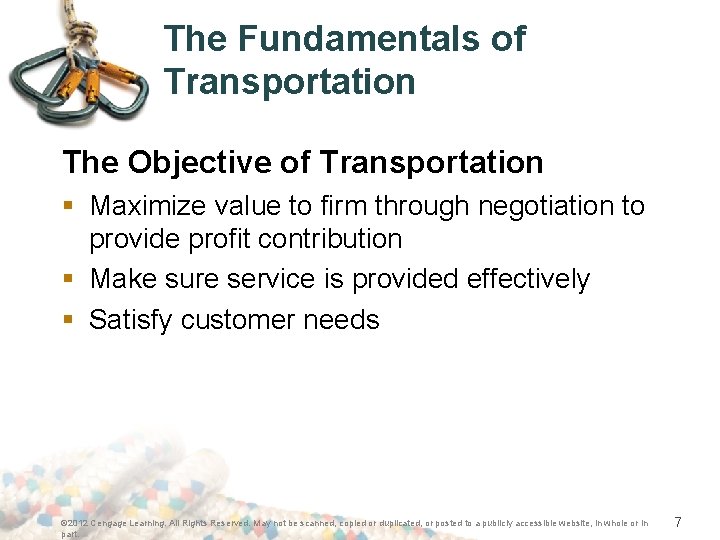 The Fundamentals of Transportation The Objective of Transportation § Maximize value to firm through