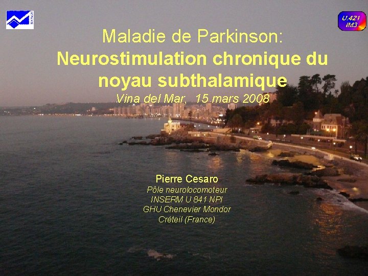 Maladie de Parkinson: Neurostimulation chronique du noyau subthalamique Vina del Mar, 15 mars 2008