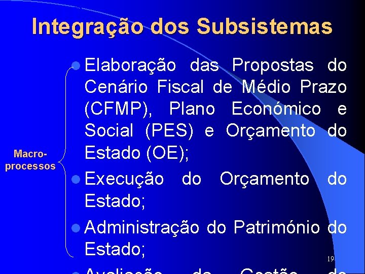 SISTAFE Integração dos Subsistemas l Elaboração Macroprocessos das Propostas do Cenário Fiscal de Médio SISTAFE Integração dos Subsistemas l Elaboração Macroprocessos das Propostas do Cenário Fiscal de Médio