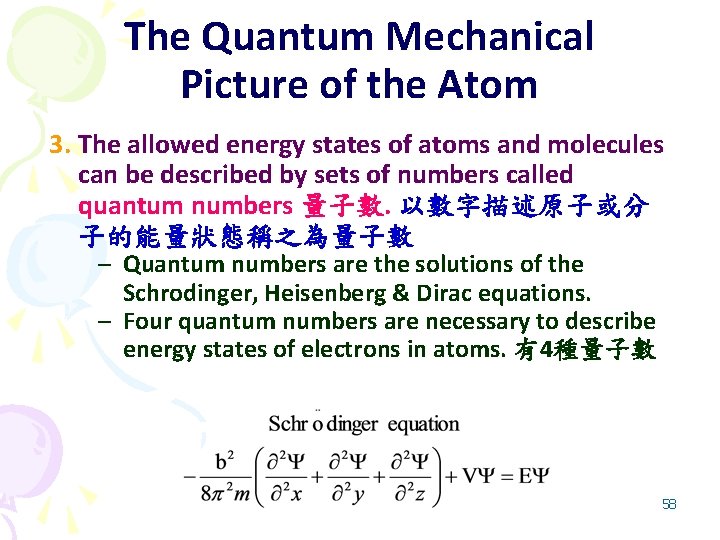 The Quantum Mechanical Picture of the Atom 3. The allowed energy states of atoms