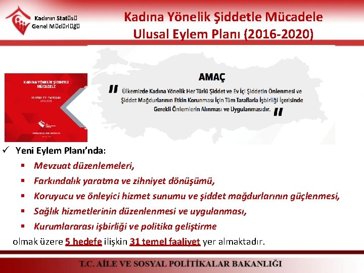 Kadının Statüsü Genel Müdürlüğü Kadına Yönelik Şiddetle Mücadele Ulusal Eylem Planı (2016 -2020) ü