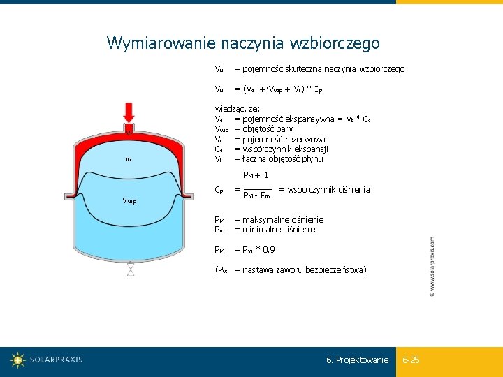 Wymiarowanie naczynia wzbiorczego Vr Ve Vvap Vu = pojemność skuteczna naczynia wzbiorczego Vu =