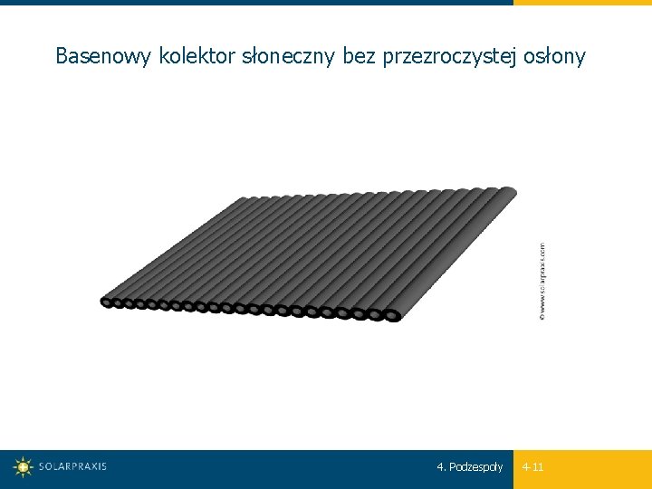 Basenowy kolektor słoneczny bez przezroczystej osłony 4. Podzespoły 4 -11 