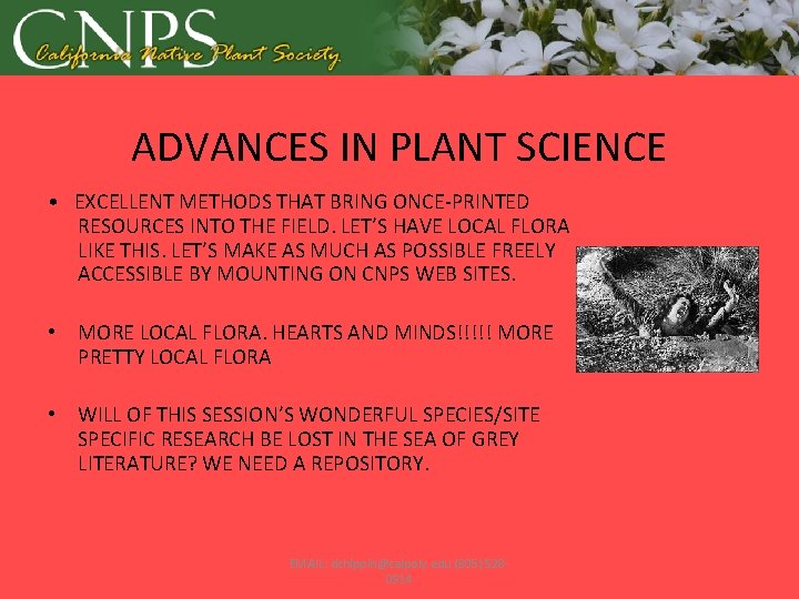 ADVANCES IN PLANT SCIENCE • EXCELLENT METHODS THAT BRING ONCE-PRINTED RESOURCES INTO THE FIELD.