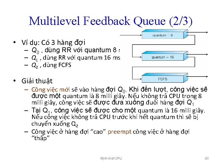 Multilevel Feedback Queue (2/3) • Ví dụ: Có 3 hàng đợi – Q 0