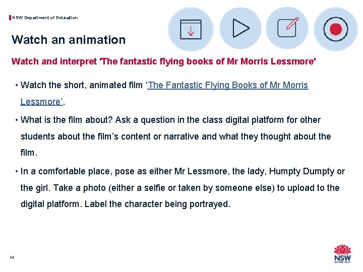 NSW Department of Education Watch an animation Watch and interpret 'The fantastic flying books