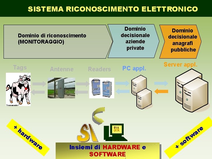 SISTEMA RICONOSCIMENTO ELETTRONICO Dominio decisionale aziende private Dominio di riconoscimento (MONITORAGGIO) Tags + ha