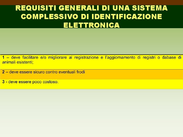 REQUISITI GENERALI DI UNA SISTEMA COMPLESSIVO DI IDENTIFICAZIONE ELETTRONICA 