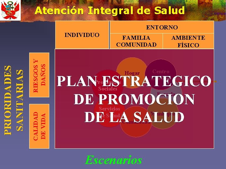 Atención Integral de Salud ENTORNO RIESGOS Y DAÑOS CALIDAD DE VIDA PRIORIDADES SANITARIAS INDIVIDUO