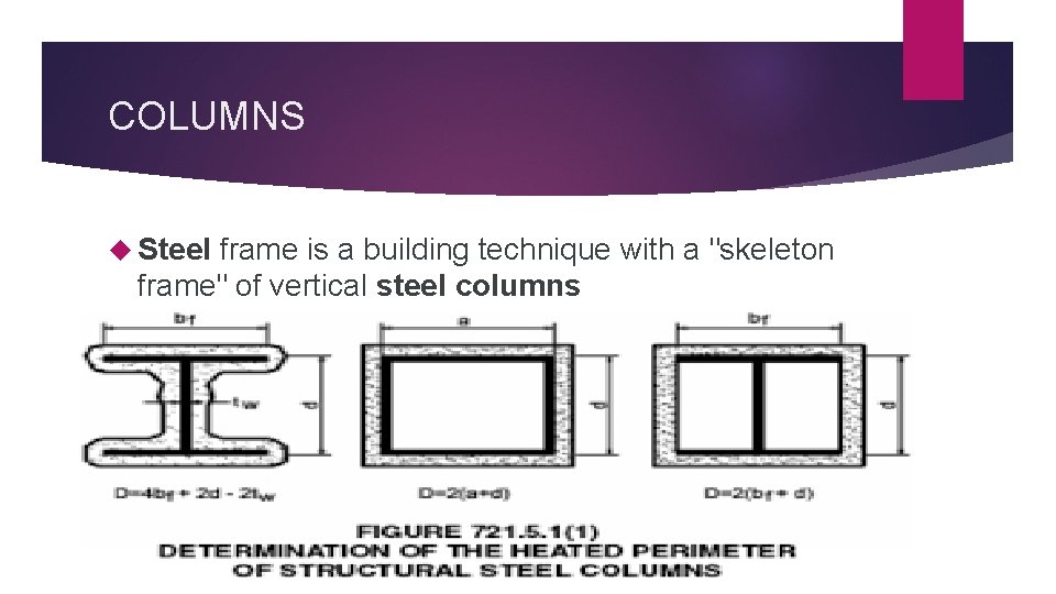 COLUMNS Steel frame is a building technique with a "skeleton frame" of vertical steel