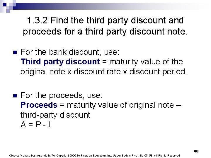 1. 3. 2 Find the third party discount and proceeds for a third party