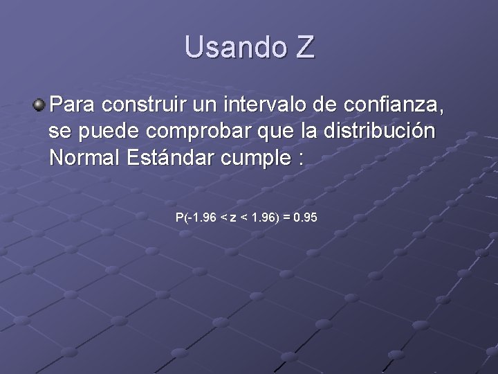 Usando Z Para construir un intervalo de confianza, se puede comprobar que la distribución