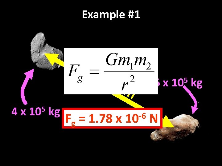 Example #1 30 00 4 x 105 kg m 6 x 105 kg Fg