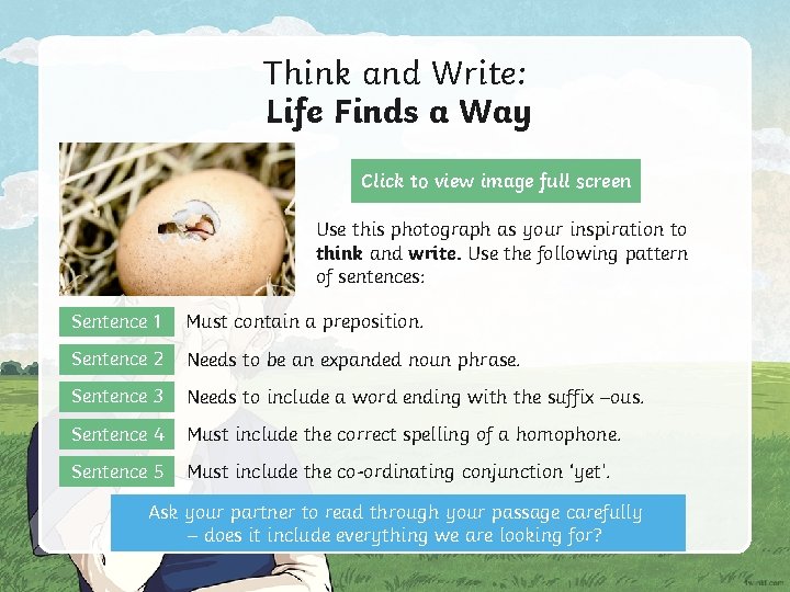 Think and Write: Life Finds a Way Click to view image full screen Use Think and Write: Life Finds a Way Click to view image full screen Use