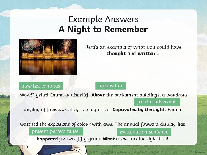 Example Answers A Night to Remember Here’s an example of what you could have Example Answers A Night to Remember Here’s an example of what you could have