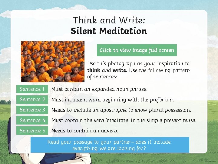 Think and Write: Silent Meditation Click to view image full screen Use this photograph Think and Write: Silent Meditation Click to view image full screen Use this photograph