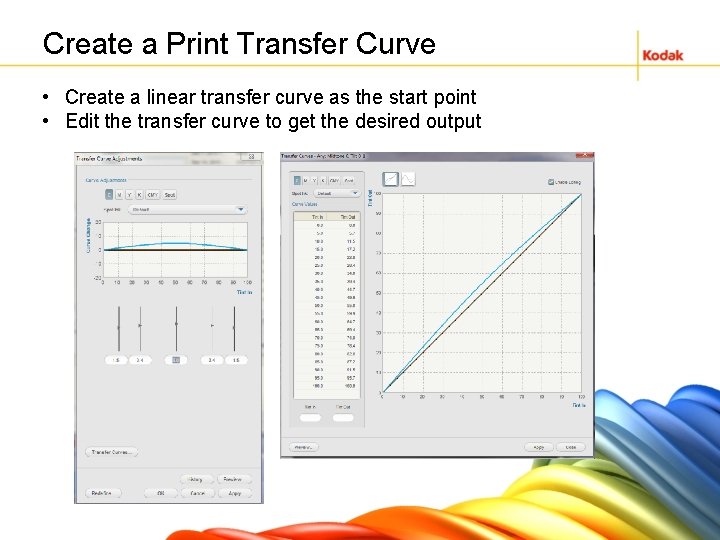 Create a Print Transfer Curve • Create a linear transfer curve as the start