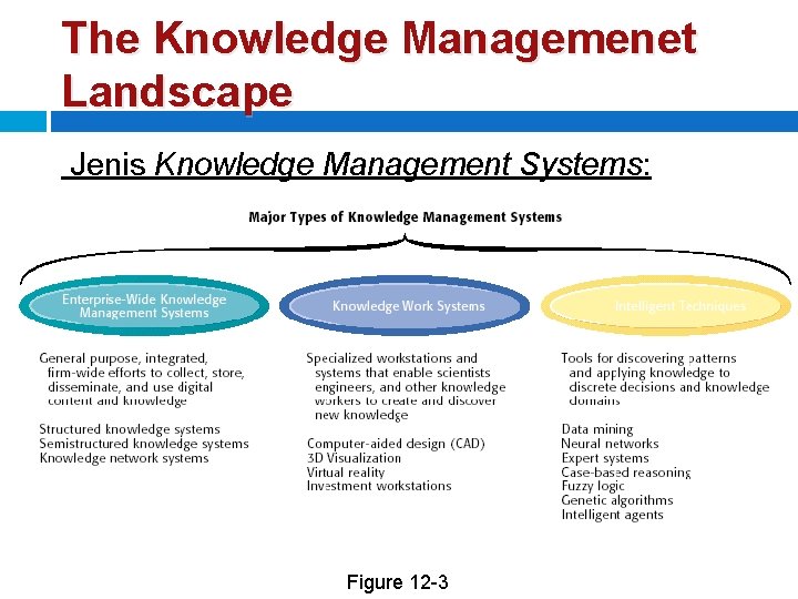The Knowledge Managemenet Landscape Jenis Knowledge Management Systems: Figure 12 -3 