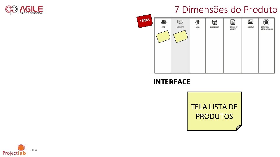 7 Dimensões do Produto TEMA INTERFACE TELA LISTA DE PRODUTOS 104 