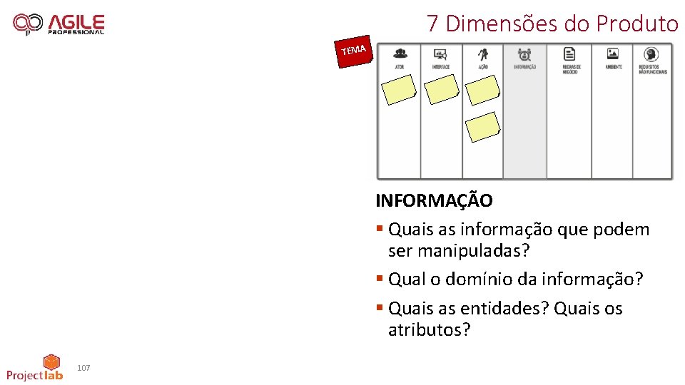 7 Dimensões do Produto TEMA INFORMAÇÃO § Quais as informação que podem ser manipuladas?