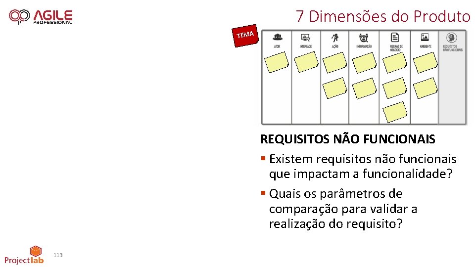 7 Dimensões do Produto TEMA REQUISITOS NÃO FUNCIONAIS § Existem requisitos não funcionais que