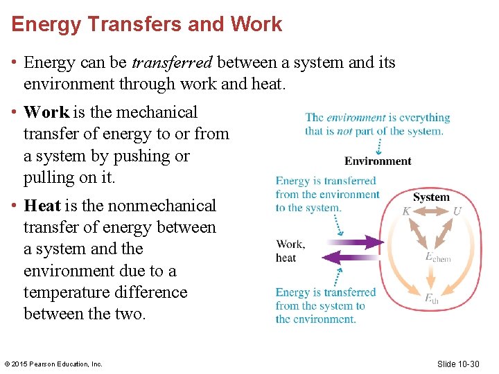 Energy Transfers and Work • Energy can be transferred between a system and its Energy Transfers and Work • Energy can be transferred between a system and its