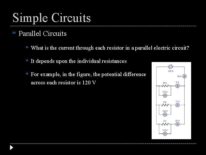 Simple Circuits Parallel Circuits What is the current through each resistor in a parallel