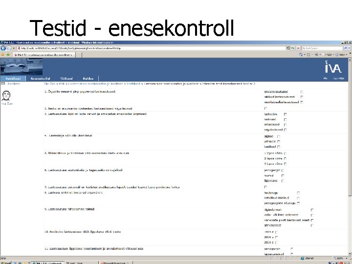 Testid - enesekontroll 