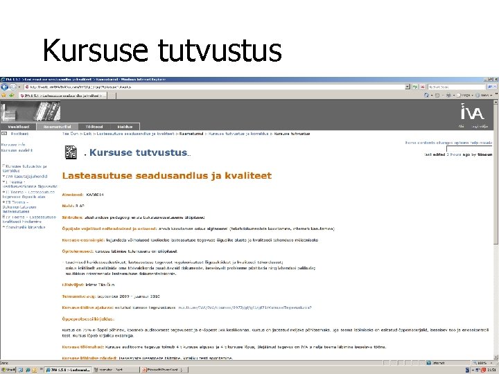 Kursuse tutvustus 